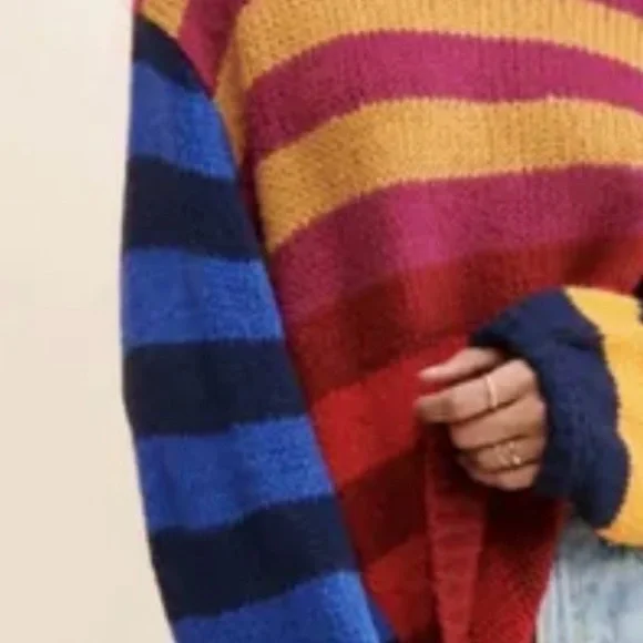 Luna Colorful Colorful 
Stripes Sweater 
W/ balloon sleeves 
NWOT
Color- multi - Picture 7 of 10